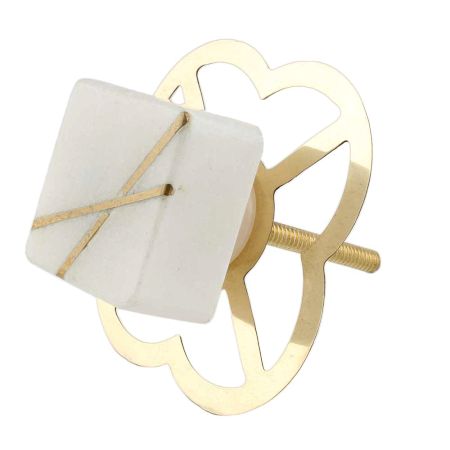 White Square Stone Gold Cross Dresser Knob